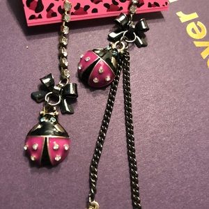 Super Cute pink lady bug charmed earrings. New!